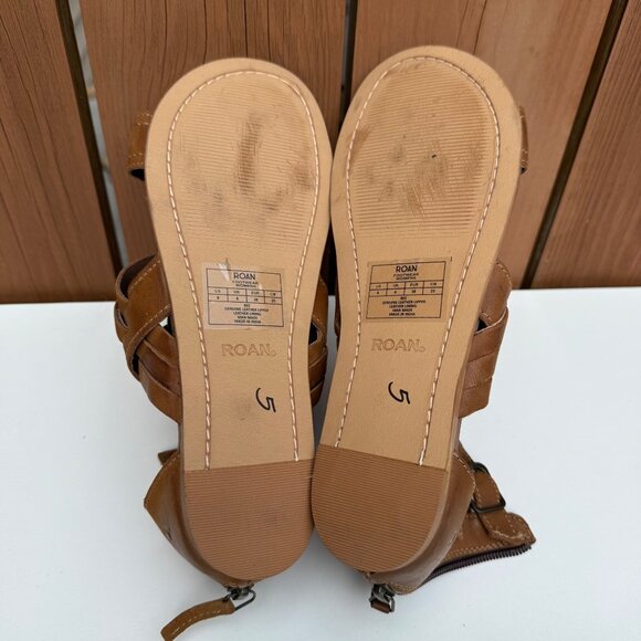 Roan Women's Brown Gladiator Sandals Size 8 Genuine Leather Strappy Open Toe - Picture 8 of 9